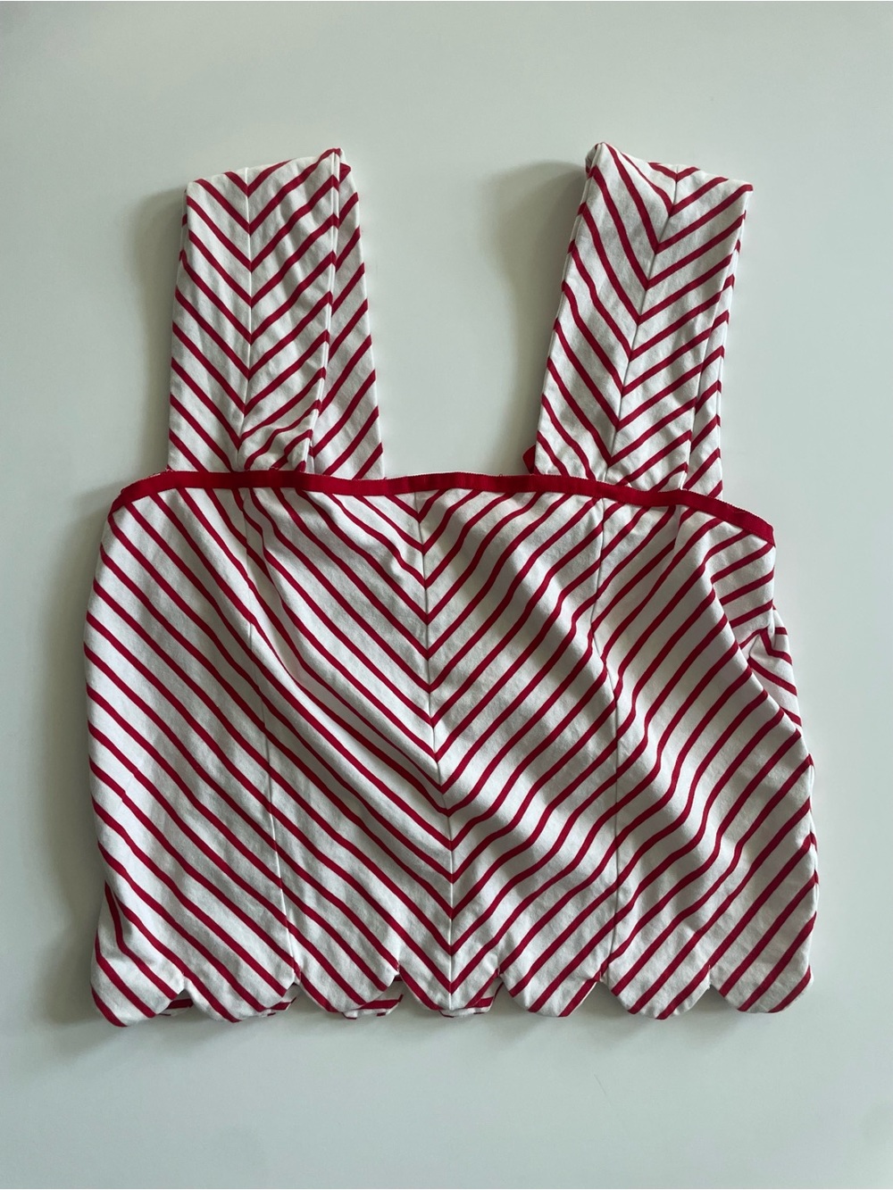 Maeve Red and White Striped Scallop Hem Tank